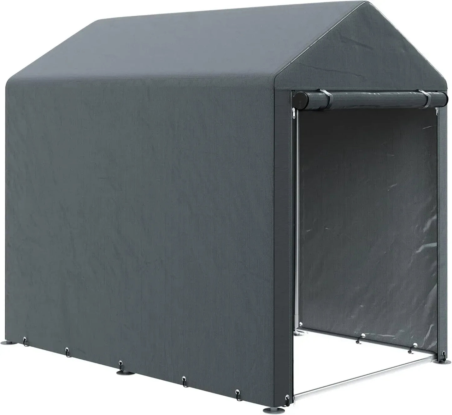Outsunny Tente de Stockage Imperméable avec Porte à Fermeture Éclair, Abri pour Moto et Vélos, 120x179x165cm, Gris Foncé