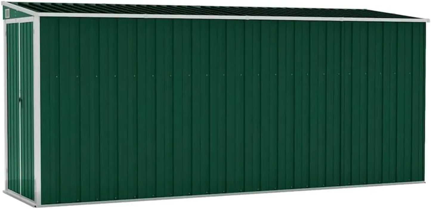 Cabane de Jardin Murale en Acier Vert 118x382x178 cm