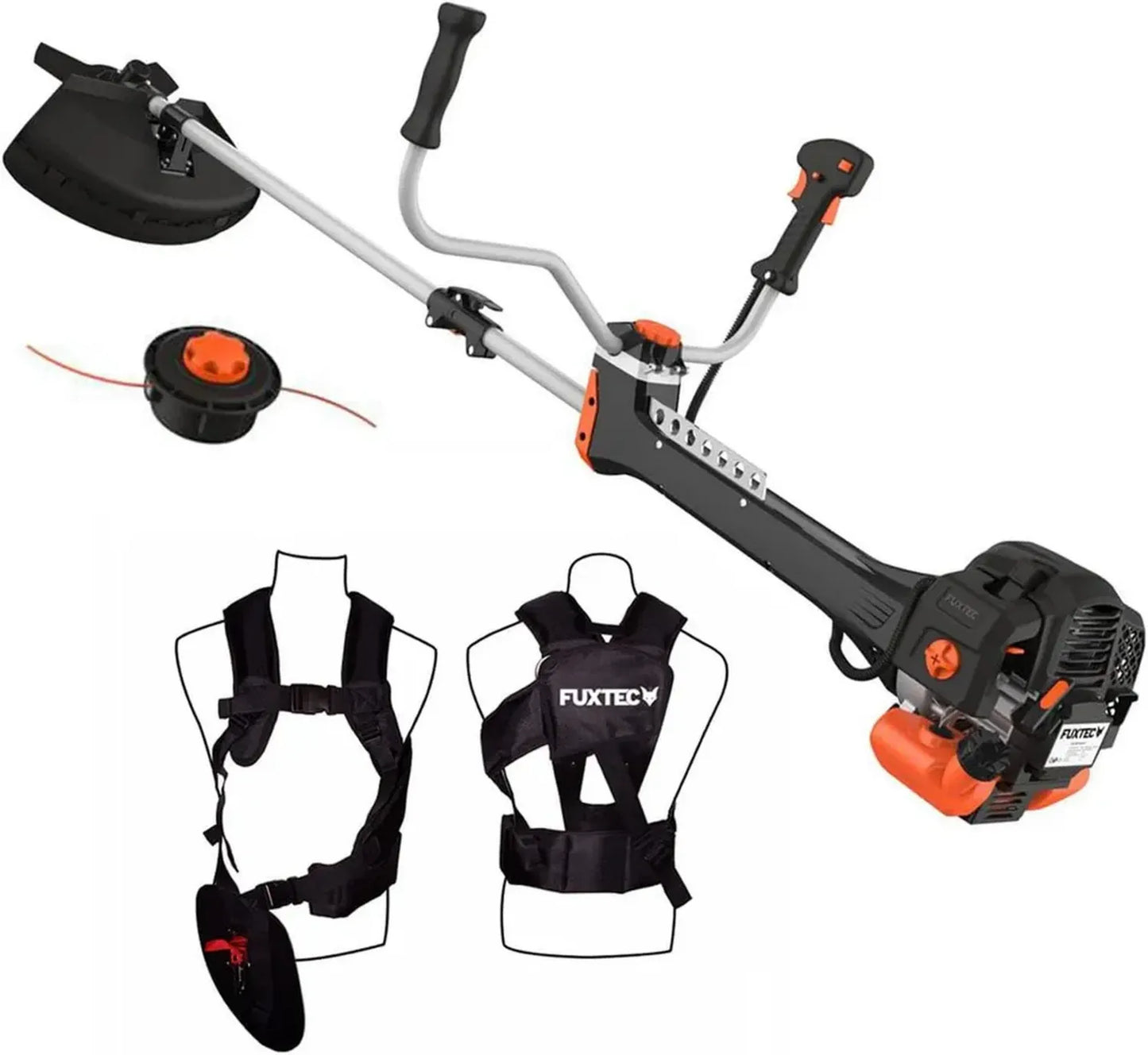 Fuxtec Débroussailleuse Thermique 52cc 3CV FX-PS152, Anti-Vibration, Coupe-Bordure 2-en-1, Tête Double Fil et Lame 3 Dents