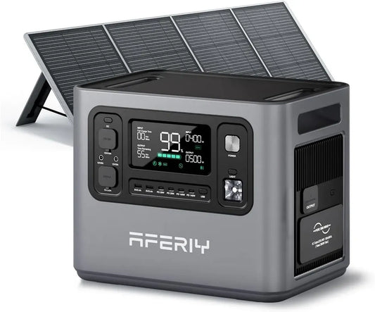 Générateur Solaire Portatif AFERIY P280, 2800W avec Batterie Extensible 2048Wh et Panneau Solaire 200W pour Maison et Camping