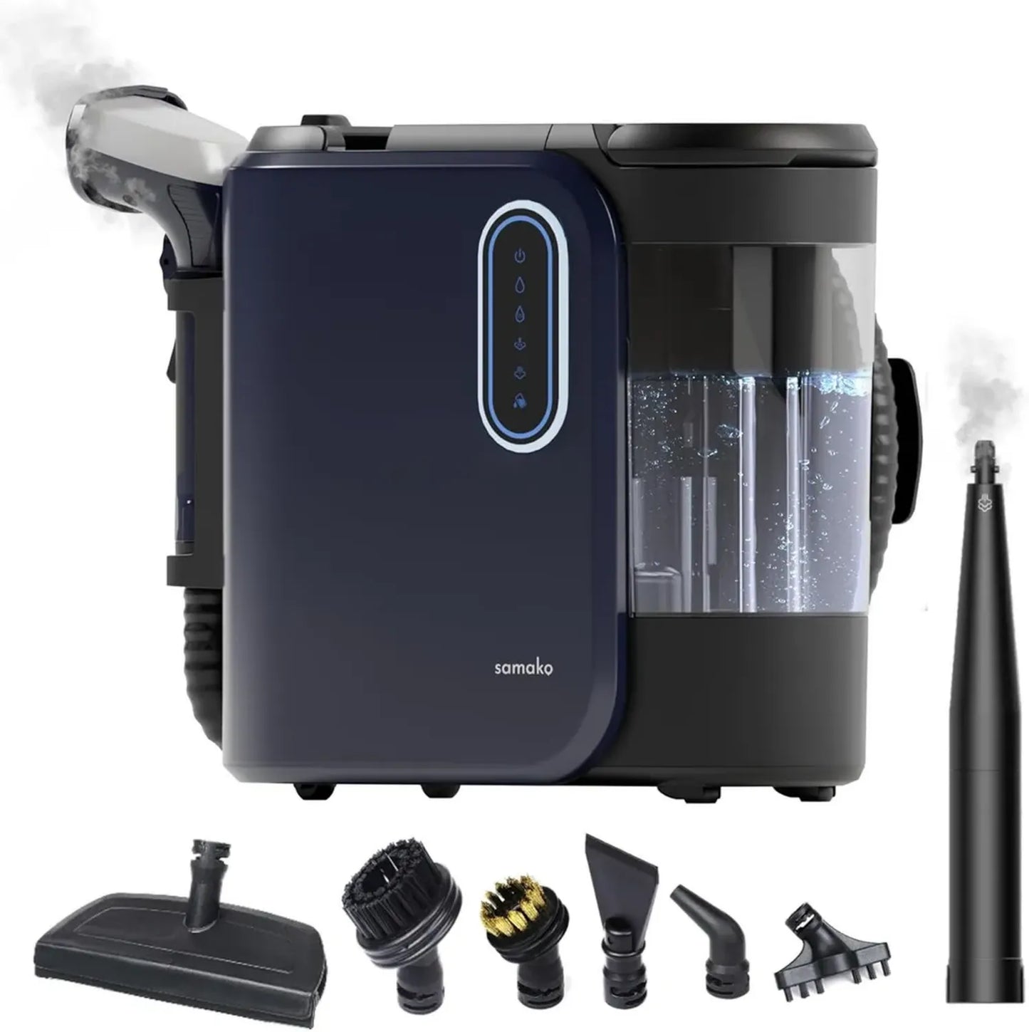 Samako PowerClean Pro - Nettoyeur à vapeur HEPA pour tapis avec réservoirs XL et accessoires multiples