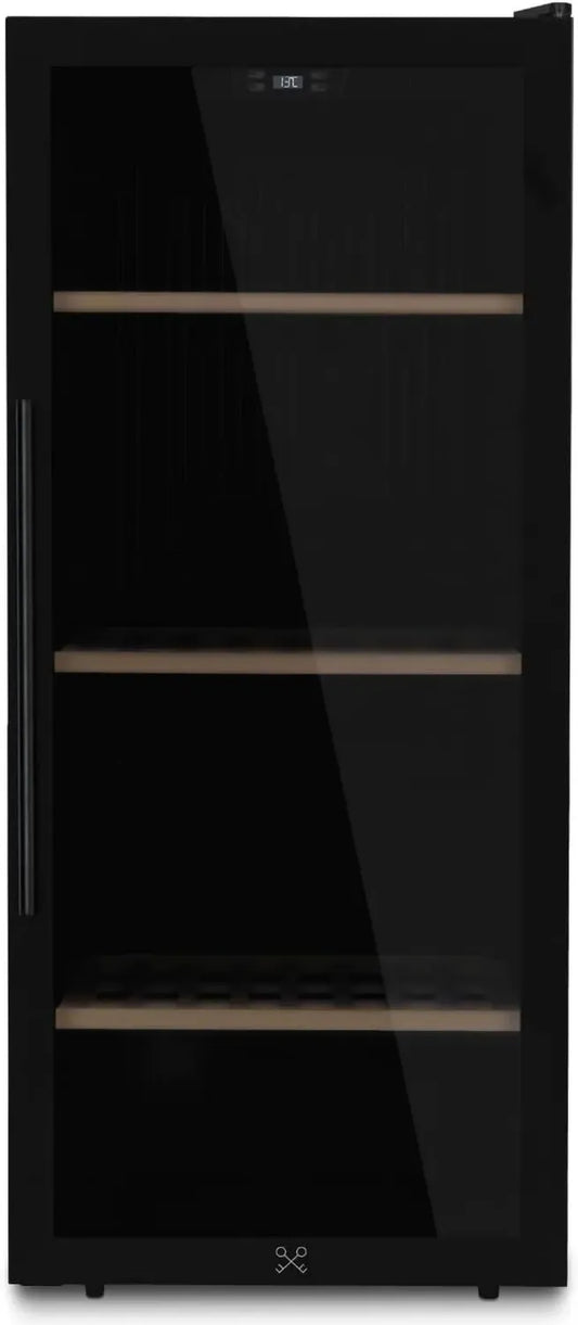 Cave à Vin 122 Bouteilles Noir, Refroidissement Thermoélectrique, Température Réglable 5-20°C, Design Élégant LED Anti-UV