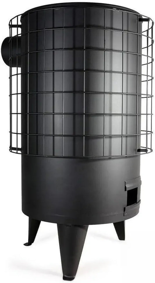 Poêle à bois en acier noir, design rond, 68 cm, 7 kW