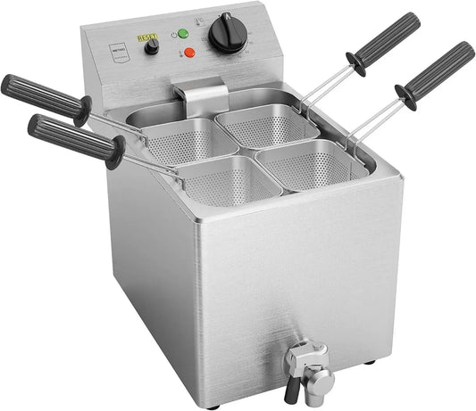 Cuiseur à Pâtes Électrique Inox 8L 3150W avec Vidange et 4 Paniers Argent - METRO Professional