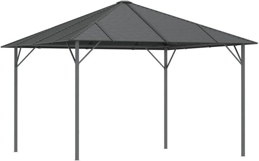 Pavillon de Jardin 3x3m Imperméable en Acier Galvanisé et Polyester Anthracite