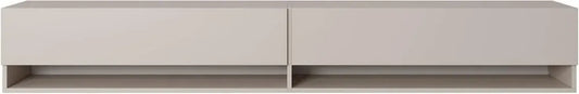 Ensemble Meuble TV Suspendu avec Portes et Étagères, 200 cm Beige Gris pour Salon