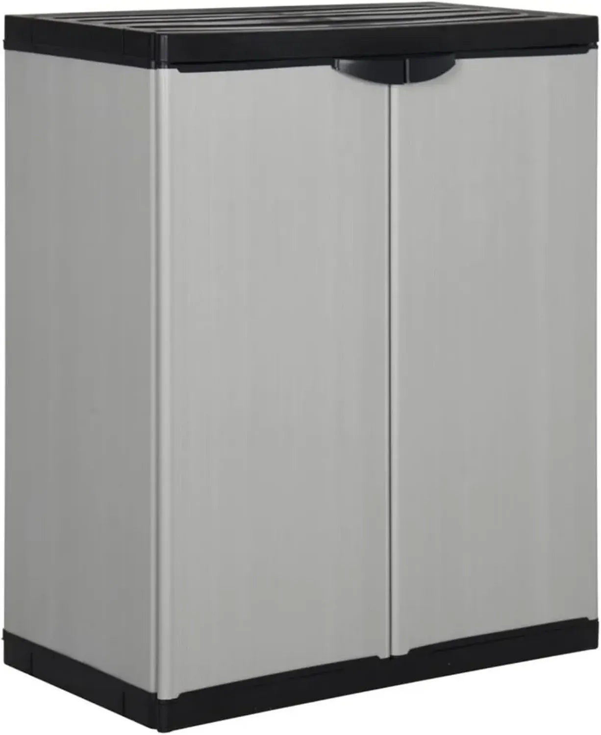 Cabinet de Jardin Extérieur Résistant aux Intempéries avec Étagères Réglables, 68x40x85 cm, Gris et Noir