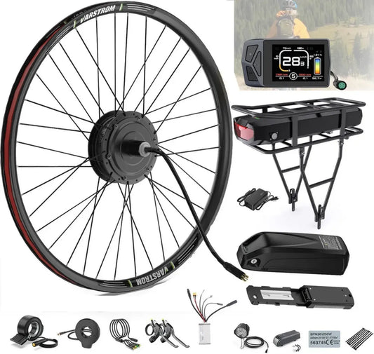 Kit VTT Électrique BAFANG 48V 500W avec Batterie et Écran LCD, Compatible Roues 26'' à 700C, Cassette Frein à Disque
