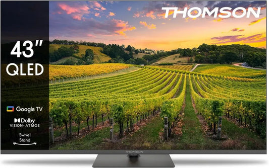THOMSON 43 Pouces QLED Smart TV Google, Wi-Fi, Dolby Audio, HDR10, Bluetooth 5.1, Triple Tuner, HDMI, CI+, Classe Énergétique A+