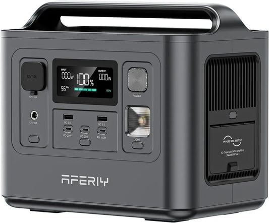 Générateur Portable 800W AFERIY, Station d'Énergie 512Wh Recharge Rapide 1H, Générateur Solaire LFP avec UPS et BMS, Pour Camping/Maison/Bureau, Léger 6Kg, Garantie 7 Ans
