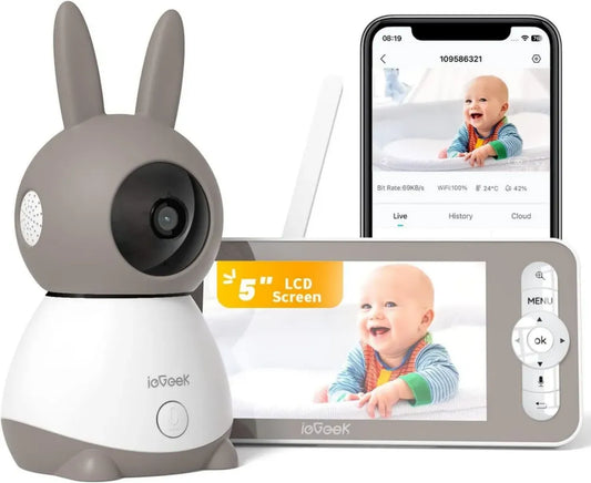 Caméra de Surveillance Bébé 360° avec Alertes Smartphone et Vision Nocturne, ieGeek