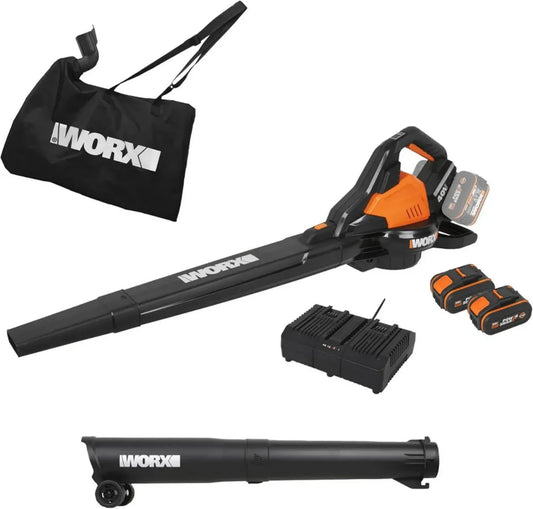 Souffleur-Aspirateur sans Fil 40V WORX WG583E, Moteur Brushless, 2 Vitesses, Accessoires Inclus