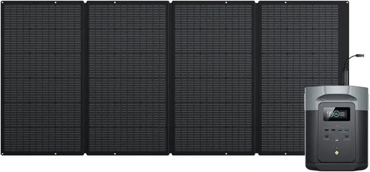 Générateur solaire portable EcoFlow DELTA 2 Max 2048Wh avec panneau 400W, batterie LFP pour camping et extérieur
