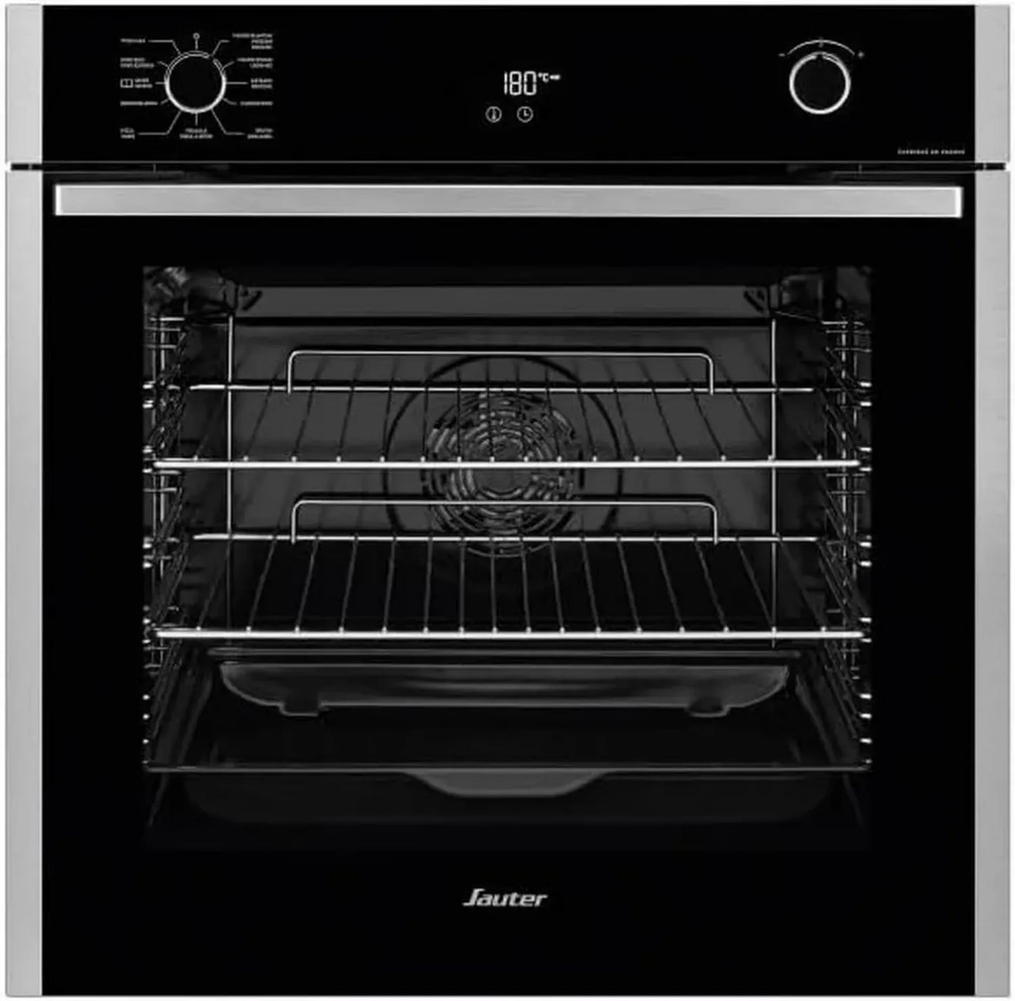 SAUTER SOP6214LX - Four Pyrolyse 73L - 8 Modes de Cuisson - Guide 15 Recettes - Programmateur LED - Gril 4 Niveaux - Inox