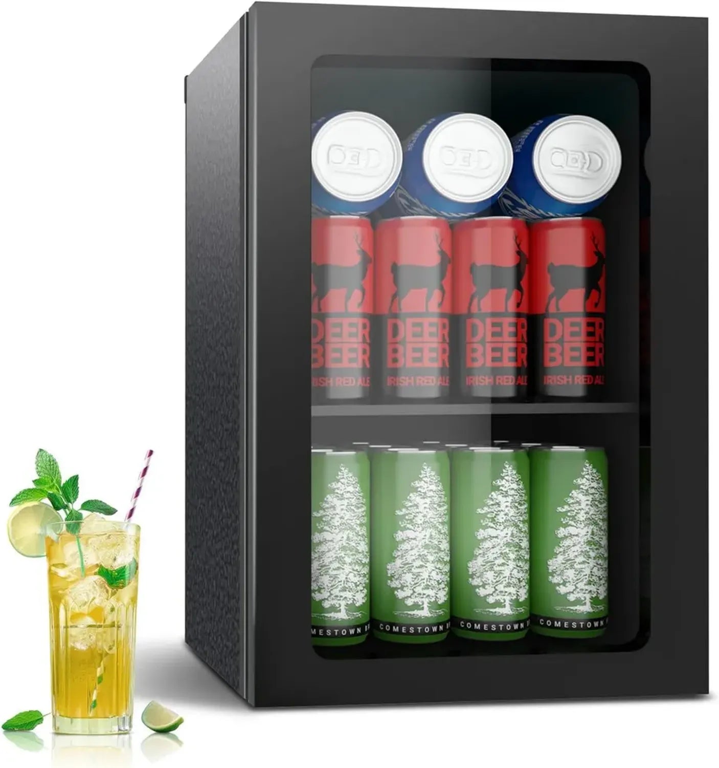 Mini réfrigérateur à boissons 20L, porte vitrée, pour sodas, bières et vins, avec étagères ajustables