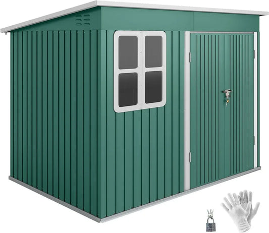 Outsunny Cabane de Jardin en Métal 4,13 m² avec Fenêtre et Aérations, Porte Verrouillable, 260x177x190 cm