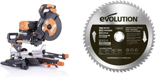 Scie à onglets coulissante Evolution R255SMS-DB+ pour matériaux multiples, double inclinaison avec lame fine 25 mm
